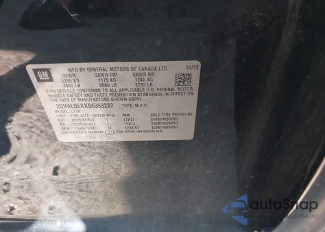 2013 Chevrolet Equinox Ls from USA, damaged, VIN 2GNALBEKXD6353237